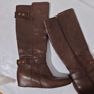 Franco Sarto Brown Leather Knee High Boots Size 7.5